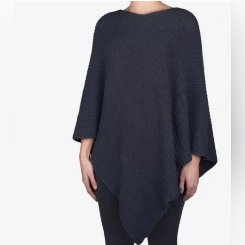 Love Your Melon Oversized Knit Poncho Shawl Gray One Size